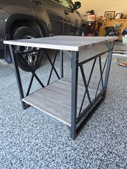 Wood and Metal End Table