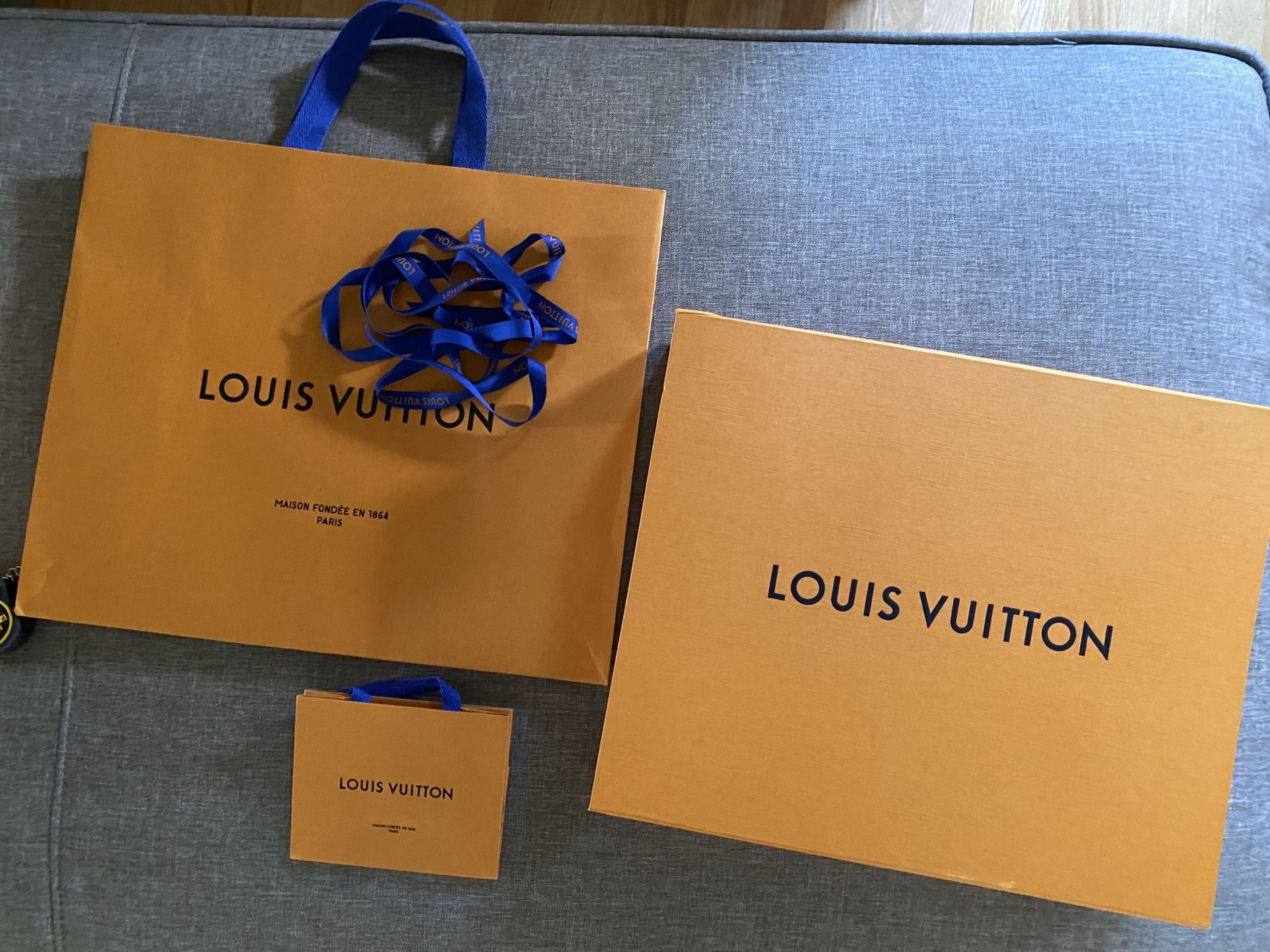 Louis Vuitton Boxes, Bags and Ribbon, plus 2 extra small boxes bonus