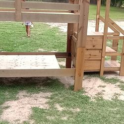 Solid Wood Twin Bunk Beds With Stairs And Drawers