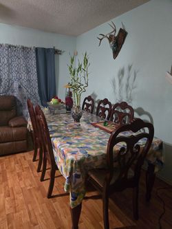 Dark Wood Dining Table and Chair Set