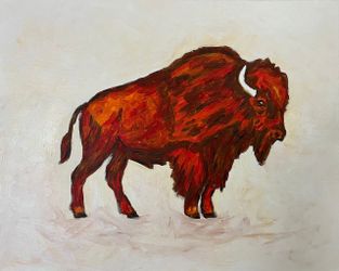 Original acrylic painting “Red Bull” on stretched canvas 16” x 20”