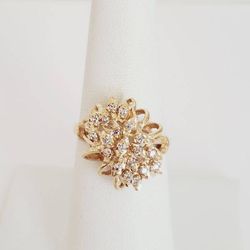 14k Gold Diamond Ring Size 7.25