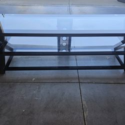 Modern glass & steel 3-tier Z frame TV stand/display piece