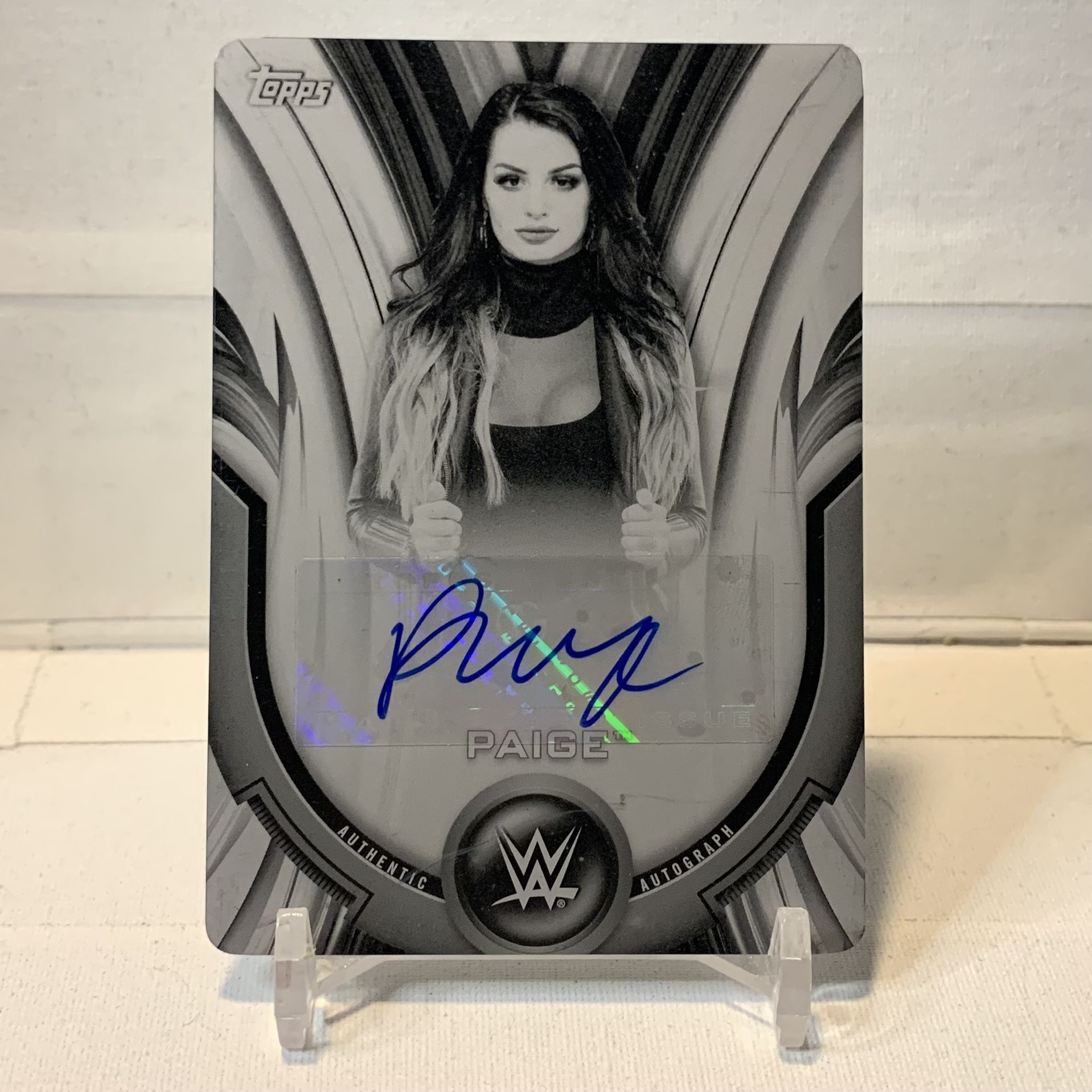 WWE Paige 1/1 Black Printing Plate Auto Topps