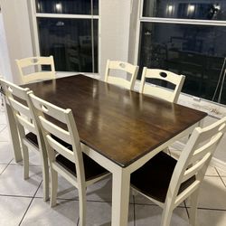 Small 6 Chair Dining Dinette Table  Room Kitchen Set Perfect Shape 