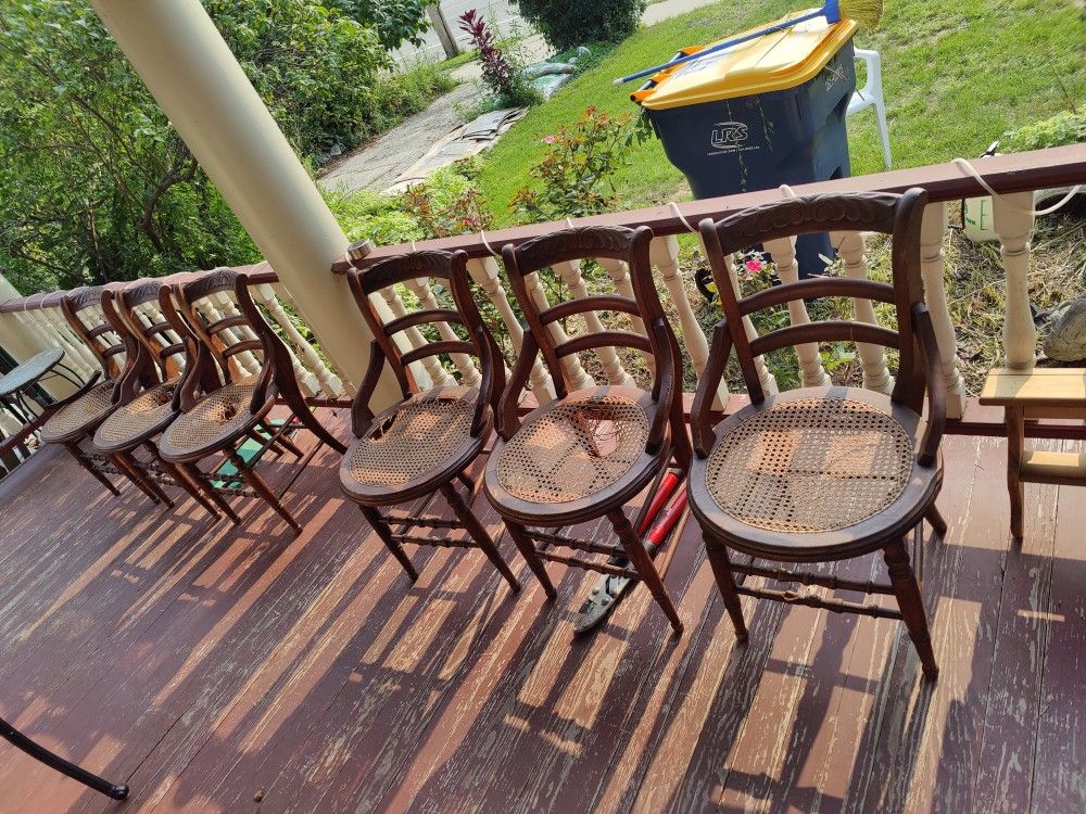 Matching Chairs 6 Need Wicker Replaced Otherwise Sturdy $60