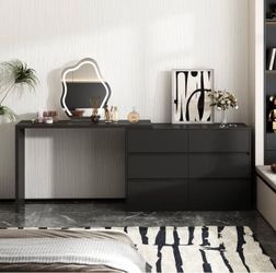 Black Vanity Desk and Dresser Set