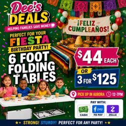 6 foot folding tables BRAND NEW IN BOX ONLY $44