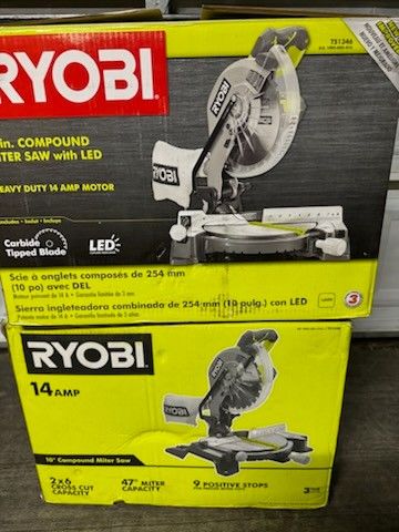 Riobi 14 Amp Corded 10 in. Compound Miter Saw with LED Cutline Indicator