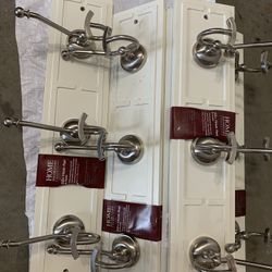 22 in. Decorative 3-Hook Rack in White/Satin Nickel