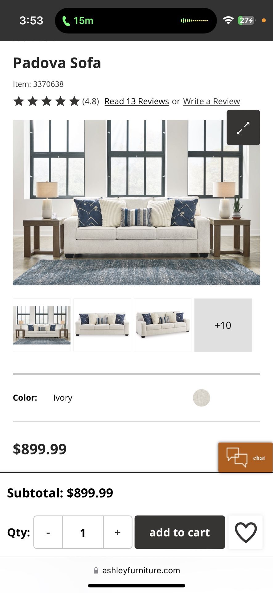 Ivory Padova Sofa