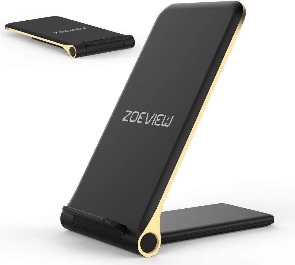 iPhone X Wireless Charger, ZOEVIEW Qi 10W Fast Ultra-thin Foldable Wireless Charger Charging Pad Stand