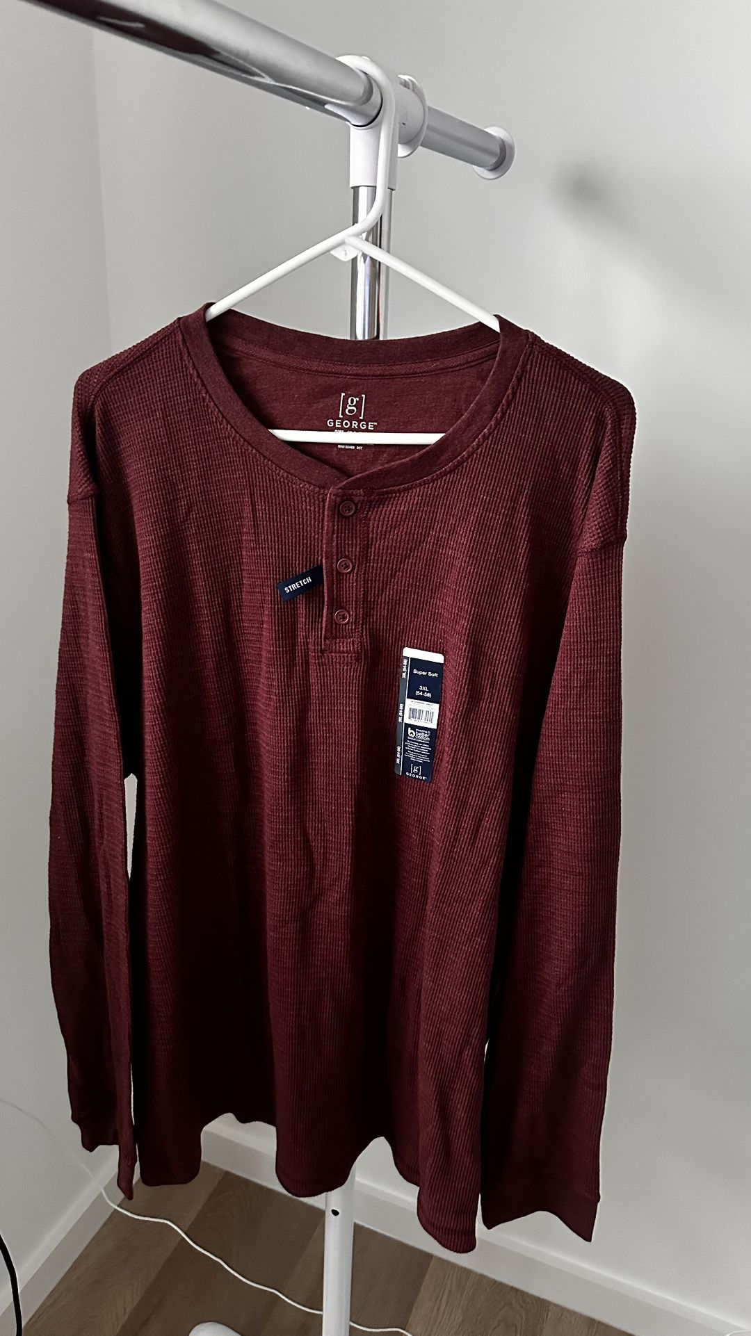 George Long Sleeve Shirt – Men’s 3XL, Bold Red Style