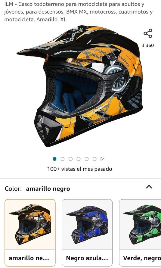 Casco todoterreno para motocicleta para adultos y jóvenes, para descensos, BMX MX, motocross, cuatrimotos y motocicleta, Amarillo, XL