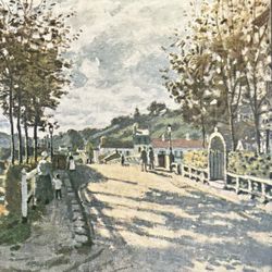 SEINE AT BOUGIVAL Claude Monet 1950’s Fine French Art Print COA Original Vintage Certificate of Authenticity Japan Printed Antique Collectible France