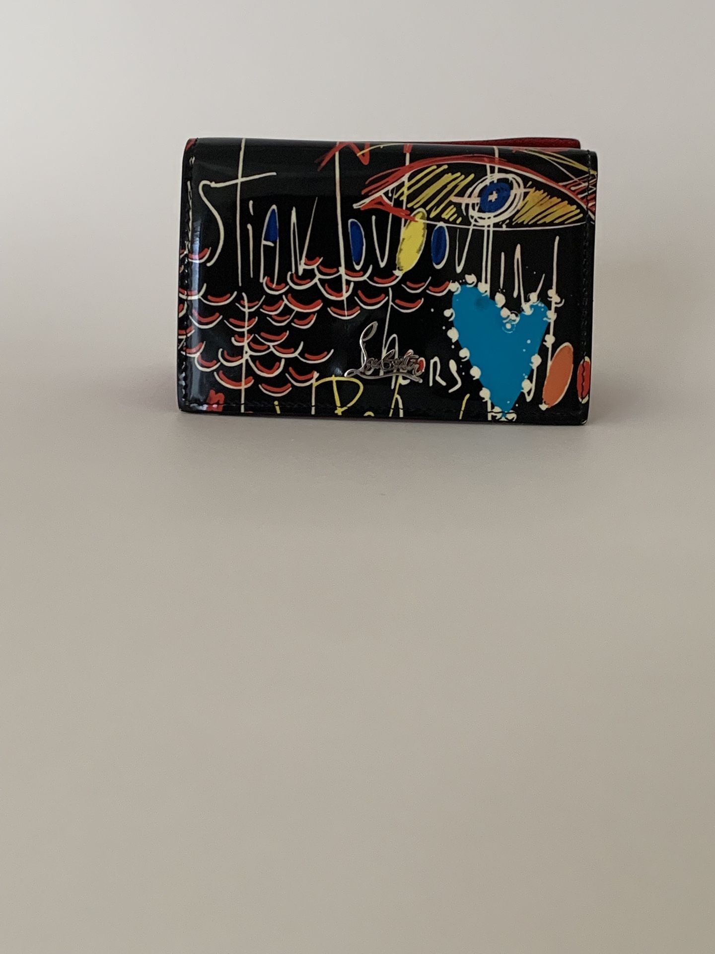 💋 Christian Louboutin Red & Graffiti Card Holder Wallet 💋