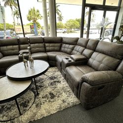 3 Seat Grey Manual Reclining Sectional On Memorial Weekend Sale 🔥🔥