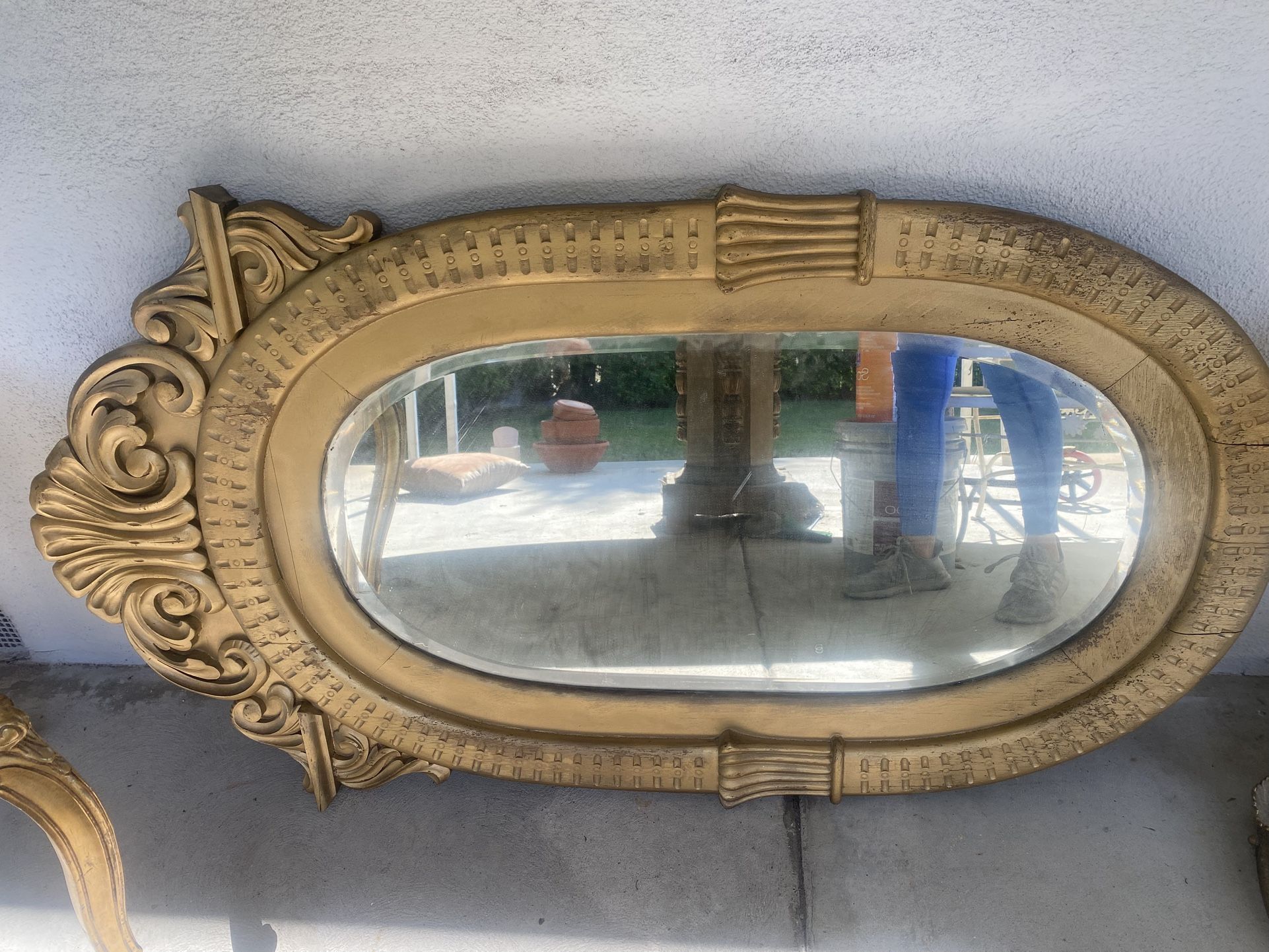 Antique Huge Oval Mirror
