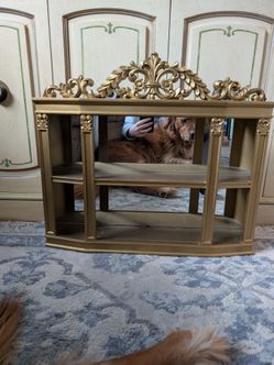 Vintage Syroco Mirrored Wall Curio Cabinet Shelves