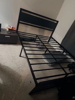 Queen bed frame with nightstand