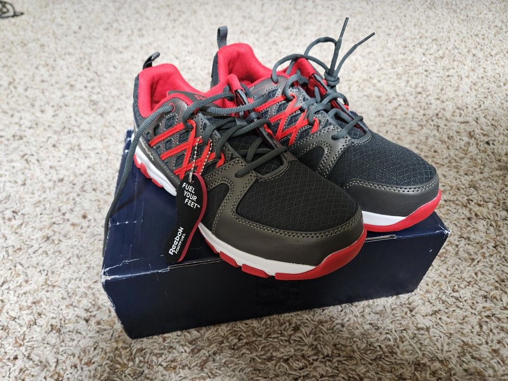 Reebok Men's Athletic Work Shoe - Grey with Red Trim
( Size 9)