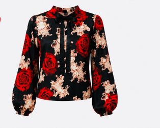 Women satin tops long sleeve blouse for summer