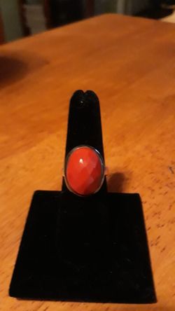 Beautiful Coral silver ring