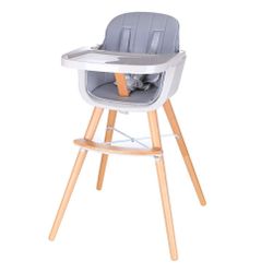 Baby High Chair Foho 3-in-1 Convertible Wooden High Chair with Cushion and Adjustable Tray