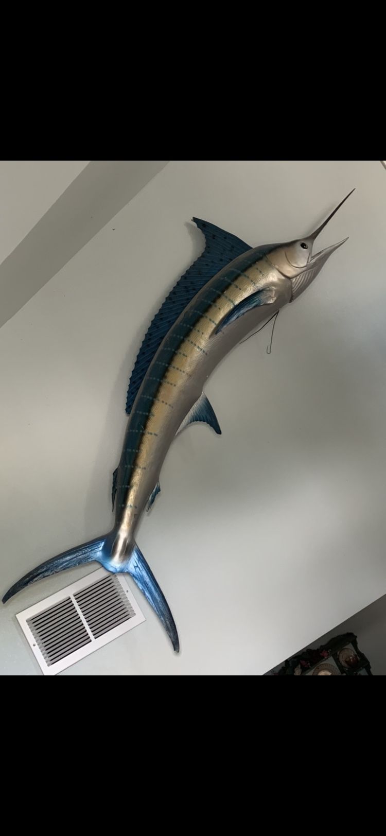 Vibrant Blue Taxidermy Marlin Fish Mount