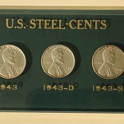 1943 Steel Lincoln Cents P,D,S 