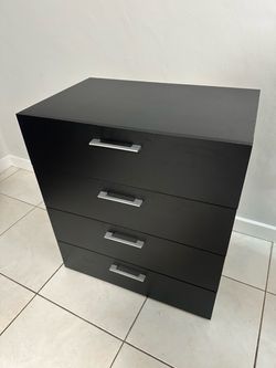 Black 4-Drawer Dresser with Silver Handles