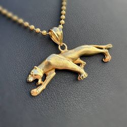Jewelry 14k solid Yellow Gold brand New Ball link 18” Chain necklace 7.60 grams 2.00mm Panther Pendant