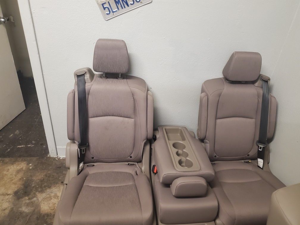 BRAND NEW TAN CLOTH BUCKET SEATS WITH SEATBELTS AND MIDDLE SEAT