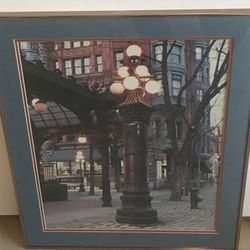 1988 Vintage Large Framed Professional Photograph of Pioneer Square Seattle