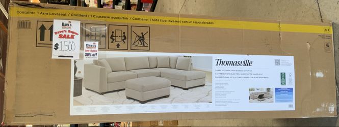 Thomasville Fabric Sectional With Storage Ottoman