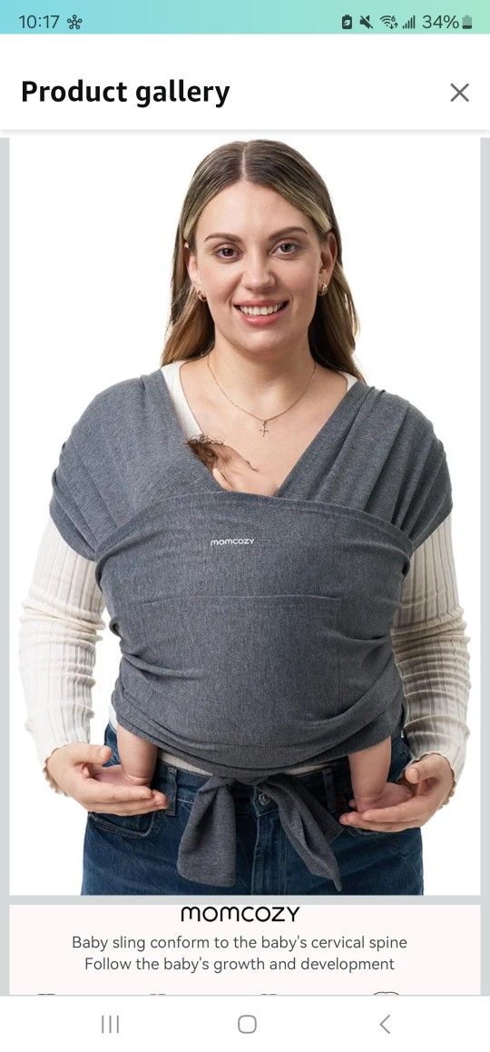 Grey Momcozy Baby Wrap Carrier