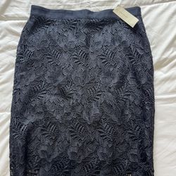 NWT Ann Taylor Navy Blue Skirt Floral Womens Size 10 