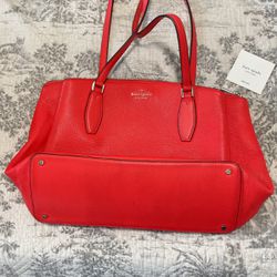 Kate Spade Bright Orange 3 Big Pocket Bag Leather