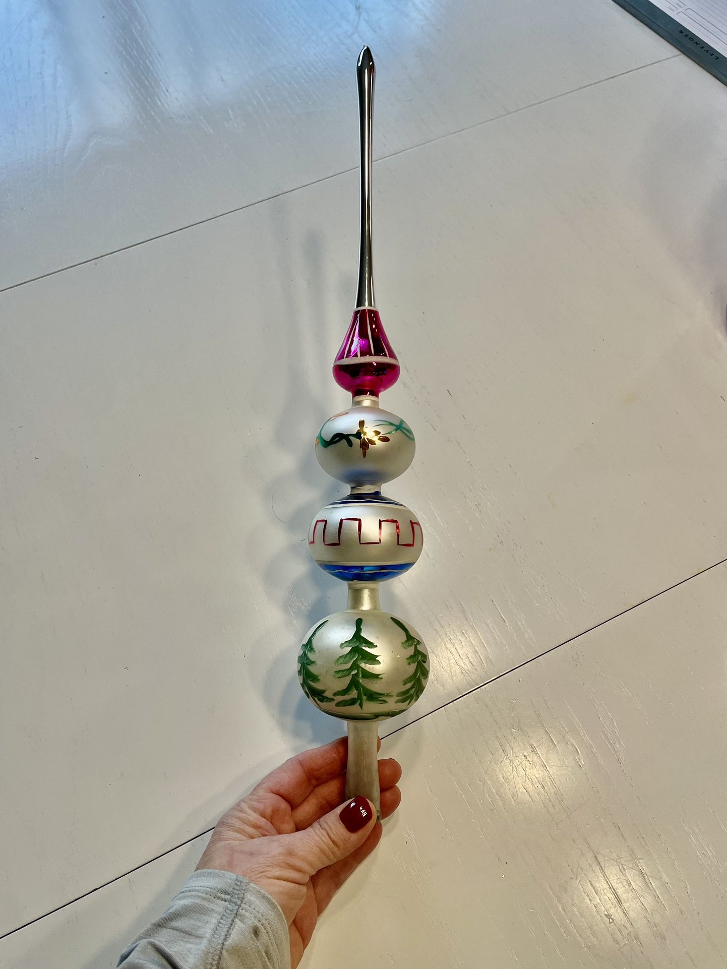 Antique Mercury Glass 4 Tier Tree Topper Poland