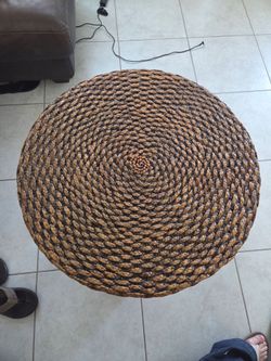 Modern Round Woven Coffee Table with Removable Glass Top - $110 OBO