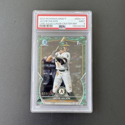 Jacob Wilson 2023 Bowman Draft Chrome Aqua Lunar Crater Refractor PSA 9 Mint