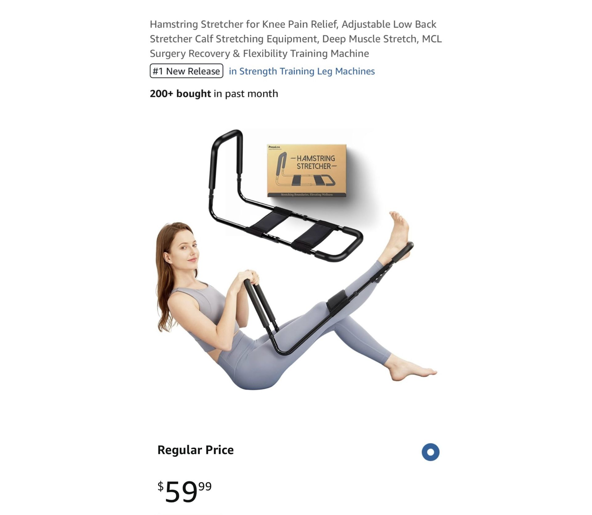 Brand new 31"D x 9"W x 15"H Hamstring Stretcher for Knee Pain Relief, Adjustable Low Back Stretcher Calf Stretching Equipment, Deep Muscle Stretch, MC