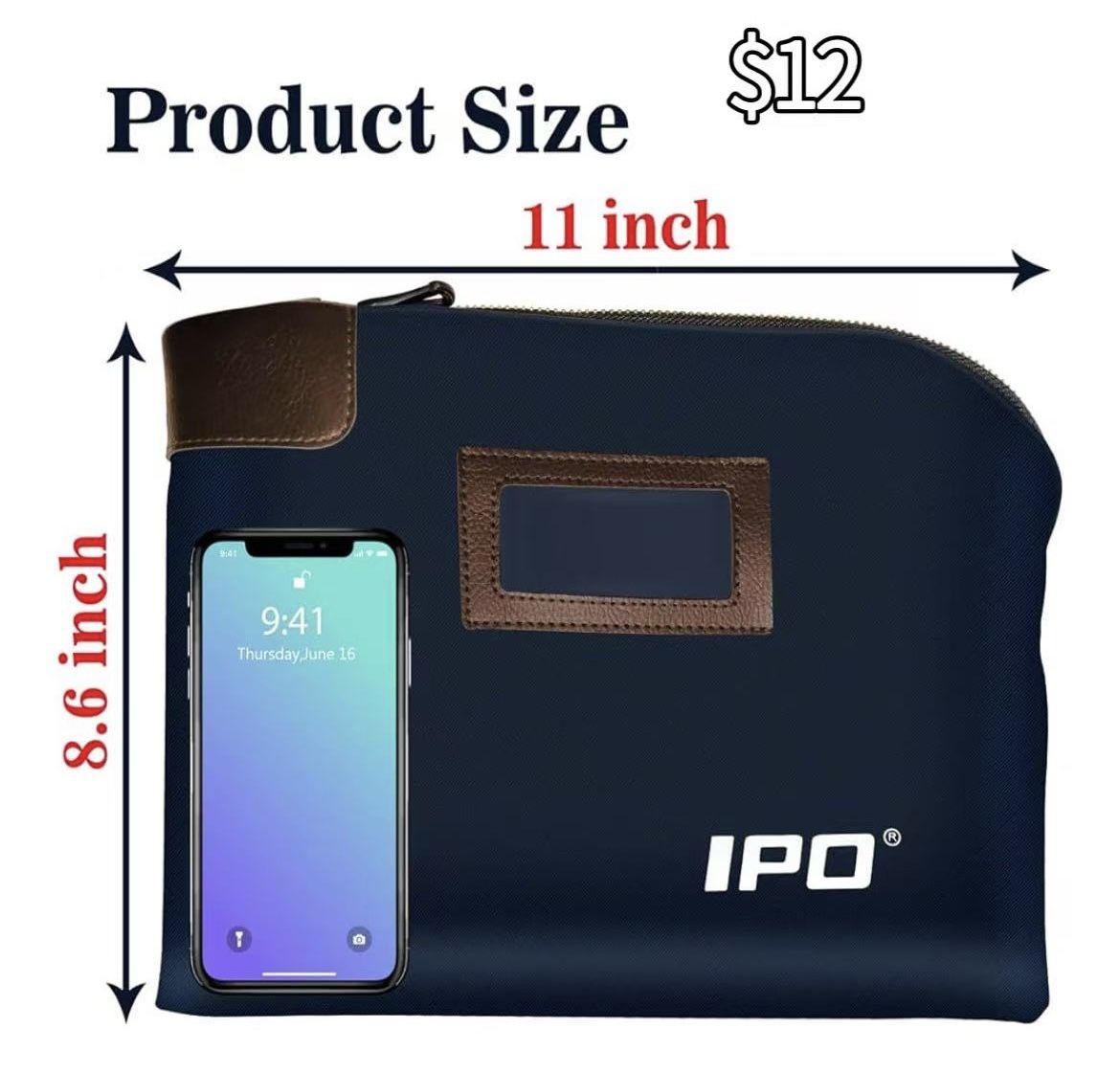 😀 Waterproof Cash Bag with Lock and 2 Keys, 11 x 8.6 Inches, Canvas Documents Bag, Money Bank Deposit Bag with Zipper, Durable Leatherette Money Cash