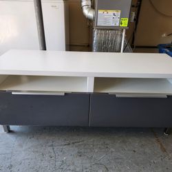 White IKEA TV/Media/Storage Console w/ Glossy Grey Drawers