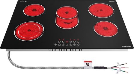 FIREGAS 30" Electric Cooktop 5 Burner Ceramic Stove Top 220-240V
