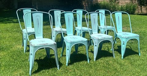 Bristel Blue Metal Dining Chairs 8
