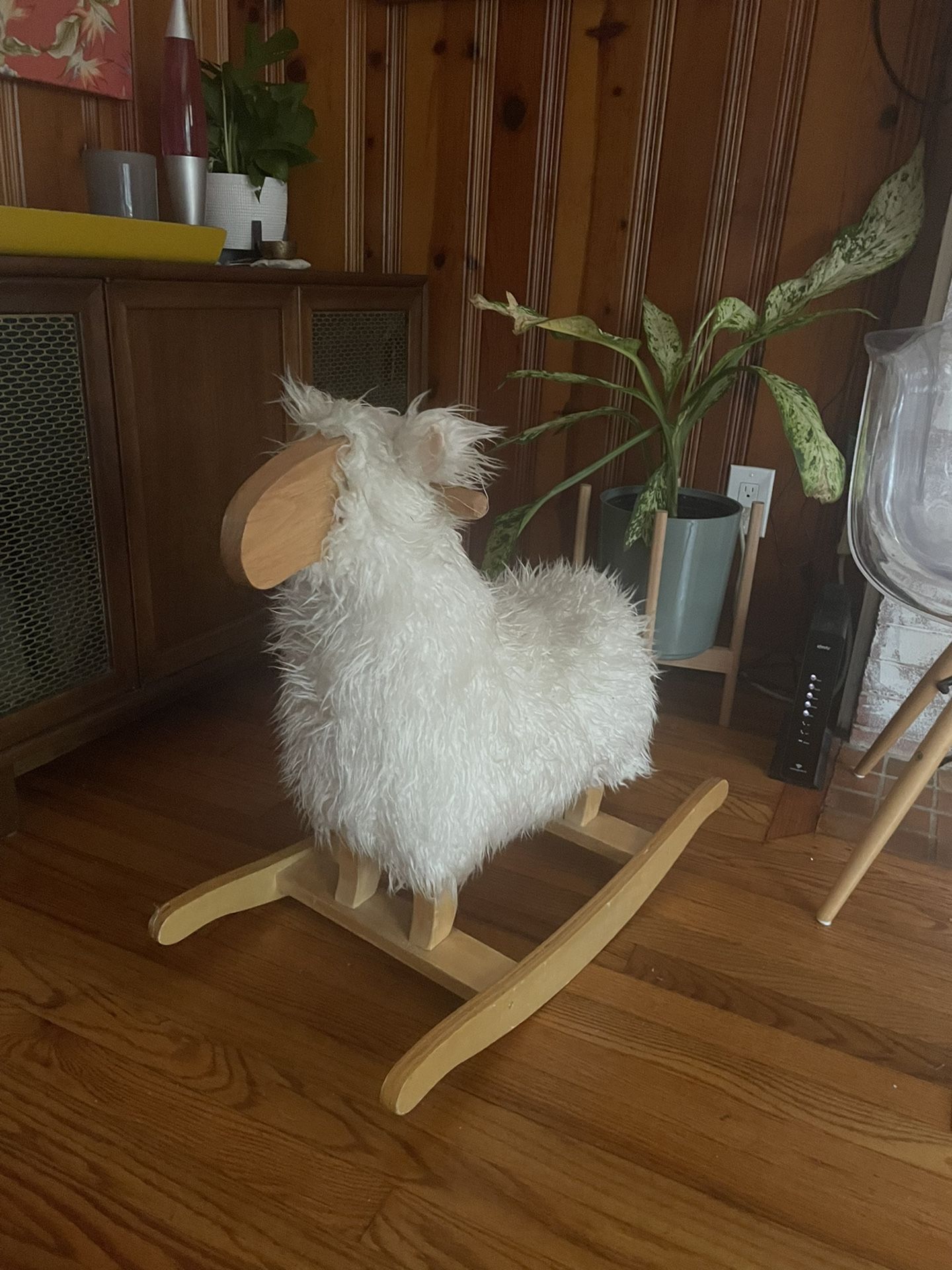 Crate & Barrel Toddler Kids Rocking Horse Sheep Lamb