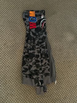 A Bathing Ape (BAPE) Full-Zip Shark Camo grey Hoodie