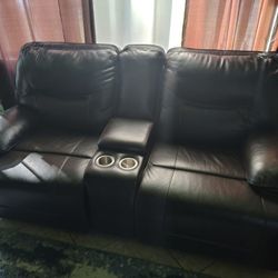 Double Electric Recliner Loveseat Leather
