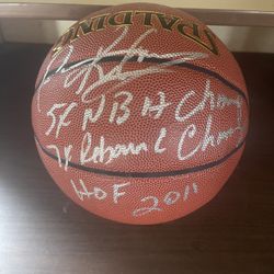 Signed Dennis Rodman Basketball With Multiple Inscriptions 